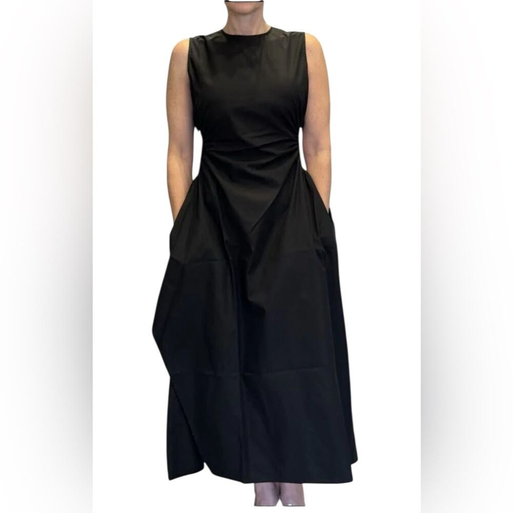 STORY PAOLA DRESS BLACK POPLIN SZ:S